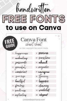 the free font guide for handwritten font to use on canvas