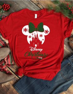 Kids Christmas Disney Shirts, Disney Christmas Sweatshirts Diy, Family Disney Shirts Matching Christmas, Disney Christmas Tshirt, Christmas Disneyland Shirts, Themed Christmas Tops With Graphic Print, Themed Christmas Graphic Print Tops, Christmas Themed Tops With Graphic Print, Christmas Themed Graphic Print Top