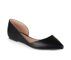 Express your chic style in the modern Cortini flats by Journee Collection. These stylish flat shoes feature smooth uppers and a sleek cut-out design that flatters the foot. Classic pointed toes and small block heels finish the design. Synthetic upper,Slip-on entry,Flat heel,Classic pointed toe,Padded insole for added comfort,Synthetic outsole | Women's Journee Collection Cortni Flats in Black Size 7.5 Medium Formal Shoes Women, Stylish Flat Shoes, Black Ballet Flats, Pointed Toe Flats, Journee Collection, Ballet Flat, Formal Shoes, Fashion Flats, Shoes Women