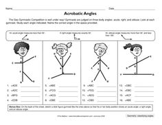 worksheet for describing the different types of acrobatic angles with pictures