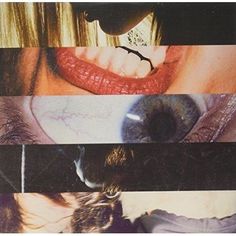 a collage of four different images with one woman's face and the other man's eye