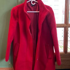 Brand New City Coat Red Long Sleeve Workwear Outerwear, Red Outerwear For Work In Fall, Red Outerwear For Fall Workwear, Red Winter Workwear Outerwear, Red City, New City, J Crew Factory, J Crew, Size 2