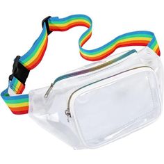 New Product Durable Material: 0.5 Mm Pvc Transparent Ladies Pocket, Sturdy Transparent Plastic, Waterproof, Bpa-Free, Safe To Stay With You; Perfect Gift Fanny Bag For Your Friends And Family Members. This Item Is Not Intended For Use By Children 12 And Under. Stadium Approved Size: This Transparent Bag Measures 11 X 6.5 X 5.9 Inches, Allowing You To Quickly Pass Stadium Security; Meets All Transparent Shopping Bag Policies (Approved Size: 12x12x6 Inches), Perfect For Concerts And Any Stadium Sp Waterproof Fanny Pack, Rainbow Belts, Concert Bags, Clear Purses, Beach Events, Fanny Bag, Floral Purse, Transparent Bag, White Rainbow