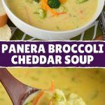 broccoli cheddar soup in a white bowl