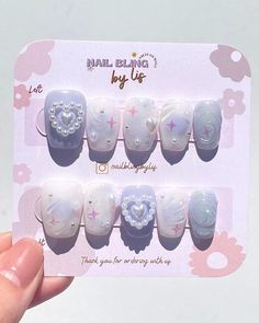 Nail bling by Lisa press ons are hand-crafted with love.  Package includes: - 10 nails and 1 Prep kit (nail glue, 24 adhesive tabs (1 sheet), cuticle wooden pusher, mini file, and 2 alcohol wipes ) + This is a size M, short coffin    + Custom size is available please send us a message Love Package, Ongles Bling Bling, Nail Bling, Alcohol Wipes, Short Coffin, Nails Spring, Press Ons, Bling Nails, Nail Glue