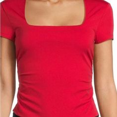 No Boundaries Juniors Ruched Top Size: L 11-13 80% Polyester 20% Spandex Lining Polyester Short Sleeves Machine Washable Buy It Now Fitted Top With Ruched Sides, Red High Stretch Elastane Top, Solid Color Tops With Ruched Sides And Stretch, Casual Solid Tops With Ruched Sides, Stretch Ruched Tops For Workout, Ruched Stretch Workout Tops, Stretch Ruched Workout Tops, Fitted Tops With Ruched Sides, Spaghetti Strap Shirt