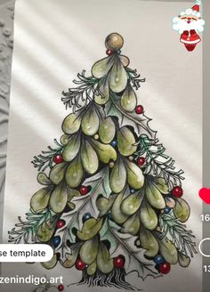 an image of a christmas tree made out of olives and leaves with the text free template