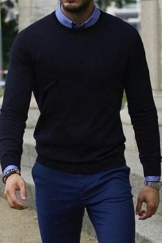 Blue Shirt Outfit Men, Blue Chinos Men, Chinos Men Outfit, Shirt Outfit Men