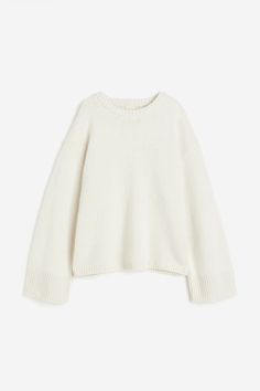 Cashmere-blend Sweater White Cashmere Sweater, White Jumper, Cashmere Blend Sweater, Extra Long Sleeves, Cashmere Jumper, Oversized Knitted Sweaters, Oversized Pullover