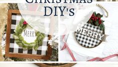 christmas diy's with the words merry on it and pictures of wreaths