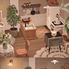 this is an image of a small kitchen and living room in the same house,