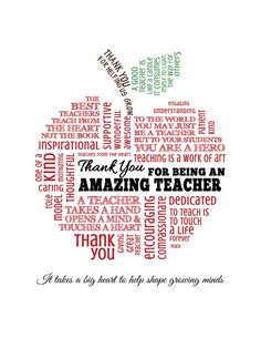 an apple with the words thank for being an amazing teacher in red, green and black