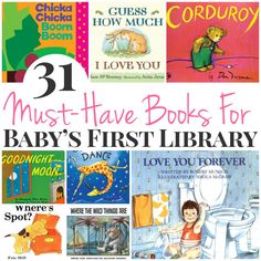 children's books about baby's first library are featured in this postcard