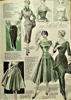 an old fashion magazine with pictures of women in dresses and hats on the page,