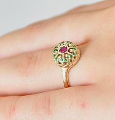 14k Unique Gold Ring , Ruby Engagement Ring ,  Round Ruby Ring , Yellow Solid Gold Ring for Woman , Gold Ring With Stone, Dainty Ruby Ring, Unconventional Engagement Rings, Tsavorite Ring, Engagement Ring Dainty, Unique Gold Rings, Ring Crown, Blue Opal Ring, Gold Jewelry Sets