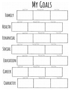 a family tree with the words'my goals'in black and white on it