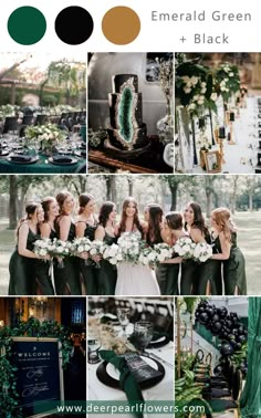 green and black wedding color scheme