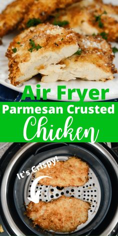 air fryer parmesan crusted chicken is an easy and delicious dinner recipe