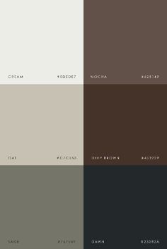 four different shades of brown, white and gray paint colors with the same color scheme