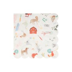 a paper napkin with farm animals on it