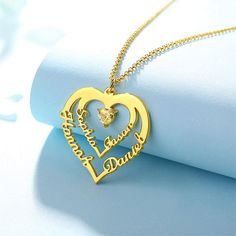 This classic heart necklace can be engraved with four names of your love, keeping the them closely to your heart, with and one stunning birthstone crystal exquisitely crafted in the central. Show your love for your best friend or lover with this delicate piece. For promise of always and forever. Birthstone material is Cubic Zirconia Up to 8 characters each name. Item specifics: Style Name Necklace/Love Necklace Pendant Size Width* Height:30X29MM(1.18X1.14INCH), Thickness: 1.2MM(0.047INCH), Birth For Your Best Friend, Mors Dag, Heart Shape Pendant, Gifts For Your Girlfriend, Xiamen, Love Necklace, Always And Forever, Custom Necklace, Star Necklace