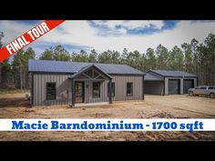 this is an image of a metal building with the words macie barndomium - 1970 sqft