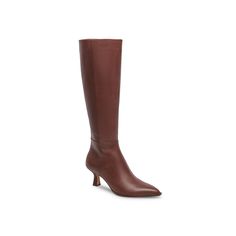 Dolce Vita-Auggie Boot With a sharp silhouette, the Auggie boot from Dolce Vita heightens the mood with ease. Crafted from leather, this snip-toed boot sports a flared heel for a stylish flourish. Click here for Boot Measuring Guide. The Mood, Boot Shop, Click Here, Dark Brown, Leather Upper, My Style, Boots, Heels, Sports