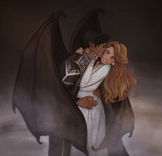 a man and woman hugging in front of a bat