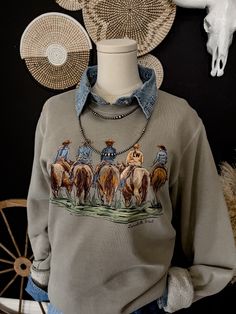 Wednesday outfit inspo with our cowgirl roundup crewneck  #western #westernoutfits #outfits #cowgirl #cowgirlstyle #cowgirlfashion #crewneck Country Outfit Ideas, Edgy Cowgirl, Wednesday Outfit, Western Fits, Country Outfit, Western Clothes, Western Wear Outfits, Cute Country Outfits, Western Accessories