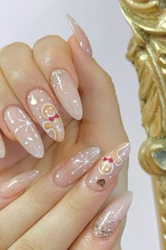 Trendy Christmas Nails, Press On Acrylic Nails, Nails Festive, Snow Nails, Nails Nude, Cute Christmas Nails, Hot Nails