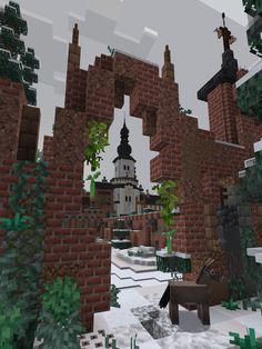 Snowy ruins :: Behance Ruins Minecraft, Snowy Castle, Ruined Castle, Minecraft Statues