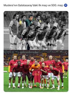 the same team is posing for a photo in front of an empty stadium and one has his