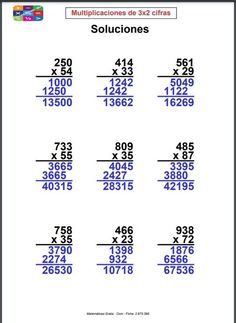 the worksheet for multiplicaciones de 3x4 and 5x5