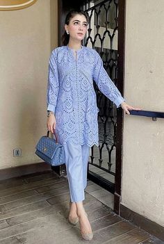 Pin by ayesha sadiqa on Desi in 2022 | Designer outfits woman, Simple pakistani dresses, Boutique dress designs Summer Kurta Design For Women, Chikenkari Dress Ideas Pakistani, Chikan Dress Design, Chikenkari Dress Ideas, Hakoba Kurta Designs, Hakoba Dress, Chicken Dress, Chikankari Kurta, Trendy Shirt Designs