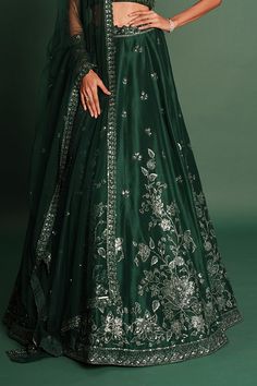 Buy Green Lehenga Embroidery Sequins V Neck Flower Set For Women by Vaishali Agarwal Online at Aza Fashions. Festive Green Lehenga With Dori Work, Green Lehenga With Dori Work For Festive Occasions, Green Floor-length Lehenga With Intricate Embroidery, Green Dola Silk Sharara With Intricate Embroidery, Green Lehenga With Intricate Embroidery For Festive Occasions, Festive Green Lehenga With Intricate Embroidery, Green Floor-length Dola Silk Choli, Green Art Silk Anarkali Set With Intricate Embroidery, Anarkali Green Lehenga With Intricate Embroidery