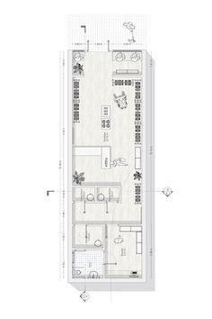 the floor plan for an apartment with two separate rooms and one bedroom on each side