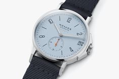 Ahoi neomatik 38 date sky — NOMOS Glashütte Classic Blue Watch With Day-date Display, Blue Watch Accessories With Day-date Display, Adventurous People, Under Water, High Water, Sports Watch, Blue Accents, Innovative Design, Mechanical Watch