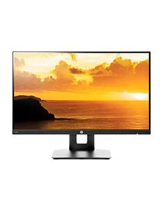 a computer monitor on a white background with the sun setting in the sky behind it