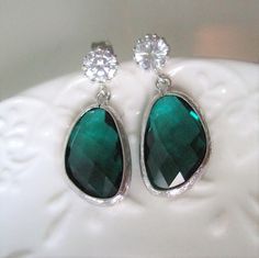 "Emerald Statement Earrings,May Birthstone jewelry,Bridal earring,Unique gifts for women,Green Crystal,Emerald Green Drop Earrings,rhinestone ♥ All my items are made to each order, and are made in small series! Beautiful, elegant and fabulous looking: Emerald Green Crystal Teardrop bridal earrings are featuring wonderful Emerald Crystal wing-shaped Drops which are attached to lovely Cubic Zirconia Sparkling ear posts Perfect to your wedding day ! * framed generous crystal glass drops in wing sha Green Jewel Earrings For Wedding, Green Jeweled Earrings For Wedding, Green Crystal Bridal Earrings As Gift, Silver Emerald Bridal Earrings For Wedding, Gemstone Earrings For Wedding And May Birthstone, Elegant May Birthstone Crystal Earrings For Wedding, May Birthstone Gemstone Earrings For Wedding, May Birthstone Gemstone Wedding Earrings, Silver Emerald Earrings For Wedding