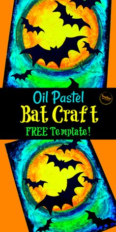 an oil pastel bat silhouette art project for kids