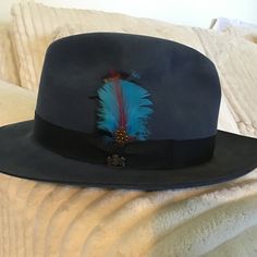 Decided To Part Ways With This Dapper Grey Blue Hat. Purchased From The Famous Store In Oakland Ca 25 Years Ago For $300. That Should Speak To Its Quality. Worn On A Few Occasions. Works Very Well With Double Breasted Suit. Blue Short Brim Felt Hat For Fall, Blue Flat Brim Fedora For Winter, Blue Fedora With Short Brim For Fall, Blue Short Brim Fedora For Fall, Vintage Blue Hat With Flat Brim, Blue Flat Brim Fedora For Fall, Blue Wide Brim Felt Hat For Fall, Fall Wide Brim Blue Felt Hat, Vintage Blue Flat Brim Hat