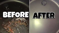 before and after photos of food cooking in a pan with the words'before & after '