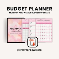 Pretty in Pink Budget Planner DIGITAL DOWNLOAD * Abundant Budgets mealplannerprintable #weeklymealplannerideas #homeofficeplanner Goals Tracker, Budget Sheet, Debt Tracker, Weekly Budget, Office Planners, Budget Sheets, Goal Tracker