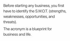 the words before starting any business, you first have to identify the swot