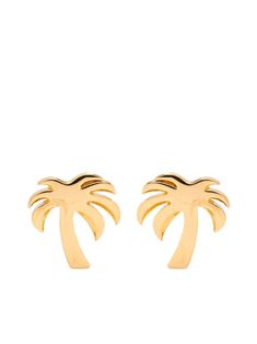 gold-tone brass stud design palm tree-shaped butterfly clasp fastening polished finish for pierced ears These earrings come as a pair. Chunky Gold Hoop Earrings, Stud Design, Angel Earrings, Angel Jewelry, Tree Earrings, Palm Tree Print, Earring Tree, Demi Fine Jewelry, Palm Angels