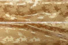 gold floral jacquar satin fabric with large flowers on the front and side