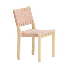 a wooden chair with woven seat and backrests on an isolated white background,