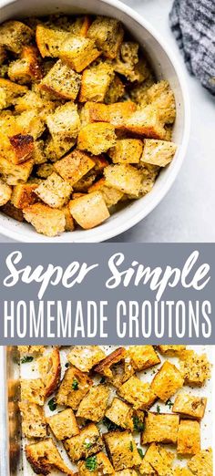 this super simple homemade croutons recipe is the perfect side dish for any meal