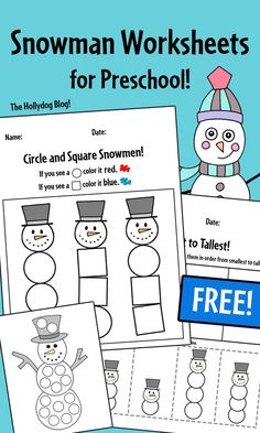 snowman worksheets for preschool and homeschool with free printables