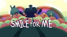 the title for smile for me is shown in front of an image of people on a hill